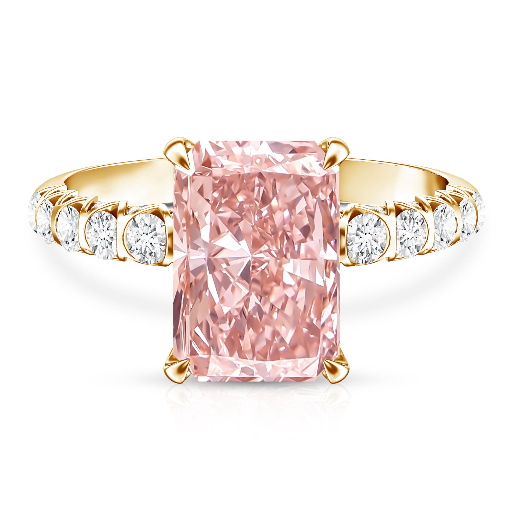 Rosec Jewels-Lab Grown 4 Carat Pink Diamond Radiant Cut Engagement Ring with IGI Certificate