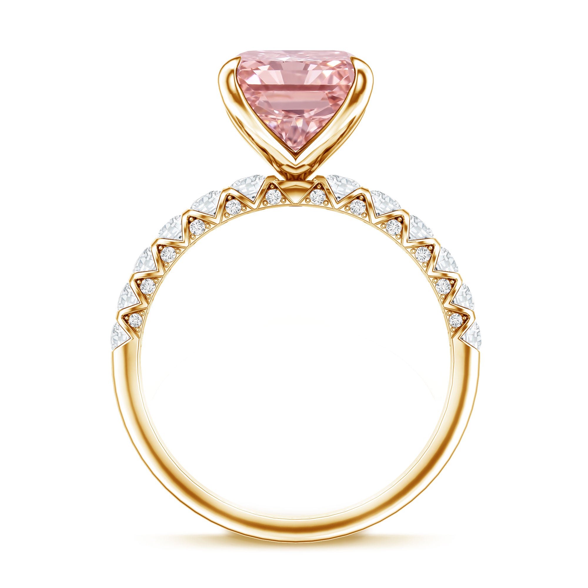 Rosec Jewels-5 Carat Radiant Lab Grown Pink Diamond Huge Statement Ring with IGI Certificate