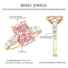 Rosec Jewels-IGI Certified Radiant Cut Lab Grown 4 Carat Pink Diamond Engagement Ring with Side Stones