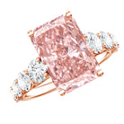 Rosec Jewels-5 Carat Radiant Lab Grown Pink and White Diamond Side Stone Engagement Ring IGI Certified