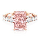 Rosec Jewels-5 Carat Radiant Lab Grown Pink and White Diamond Side Stone Engagement Ring IGI Certified