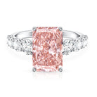 Rosec Jewels-5 Carat Radiant Lab Grown Pink and White Diamond Side Stone Engagement Ring IGI Certified
