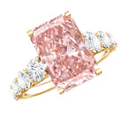 Rosec Jewels-5 Carat Radiant Lab Grown Pink and White Diamond Side Stone Engagement Ring IGI Certified