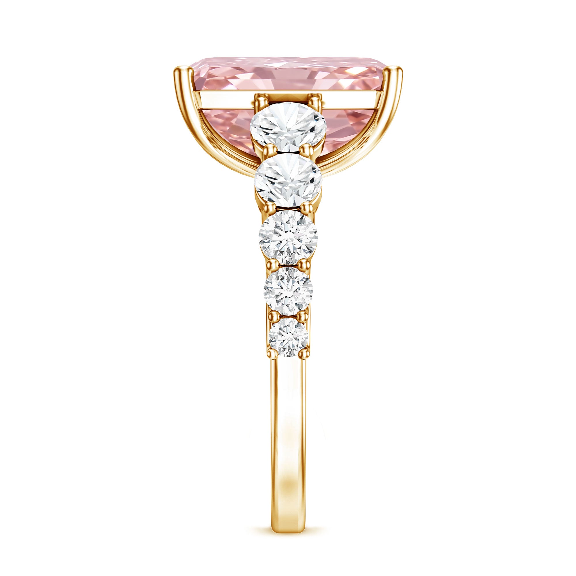 Rosec Jewels-5 Carat Radiant Lab Grown Pink and White Diamond Side Stone Engagement Ring IGI Certified