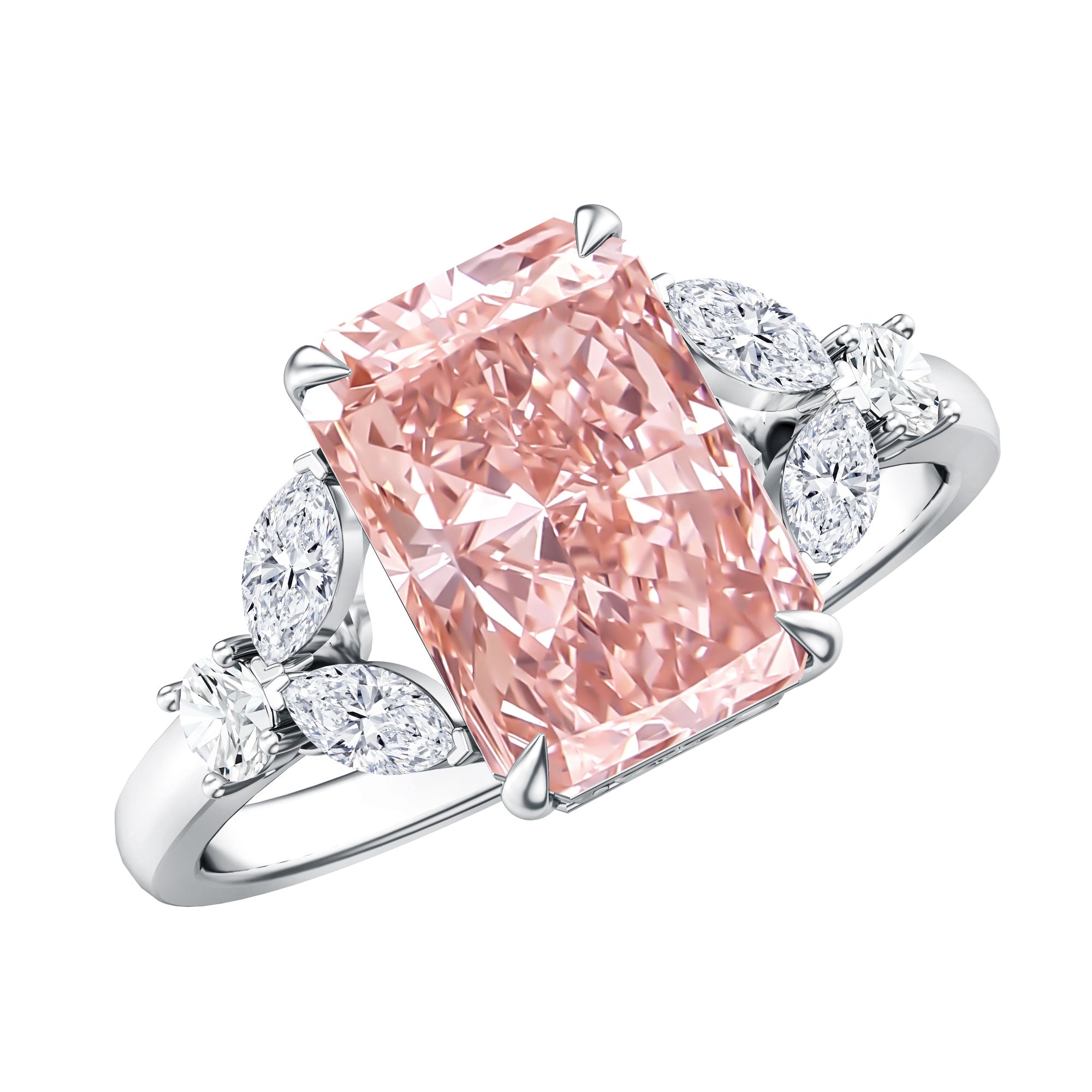 Rosec Jewels-3 Carat Radiant Cut Lab Pink Diamond Engagement Ring IGI Certified