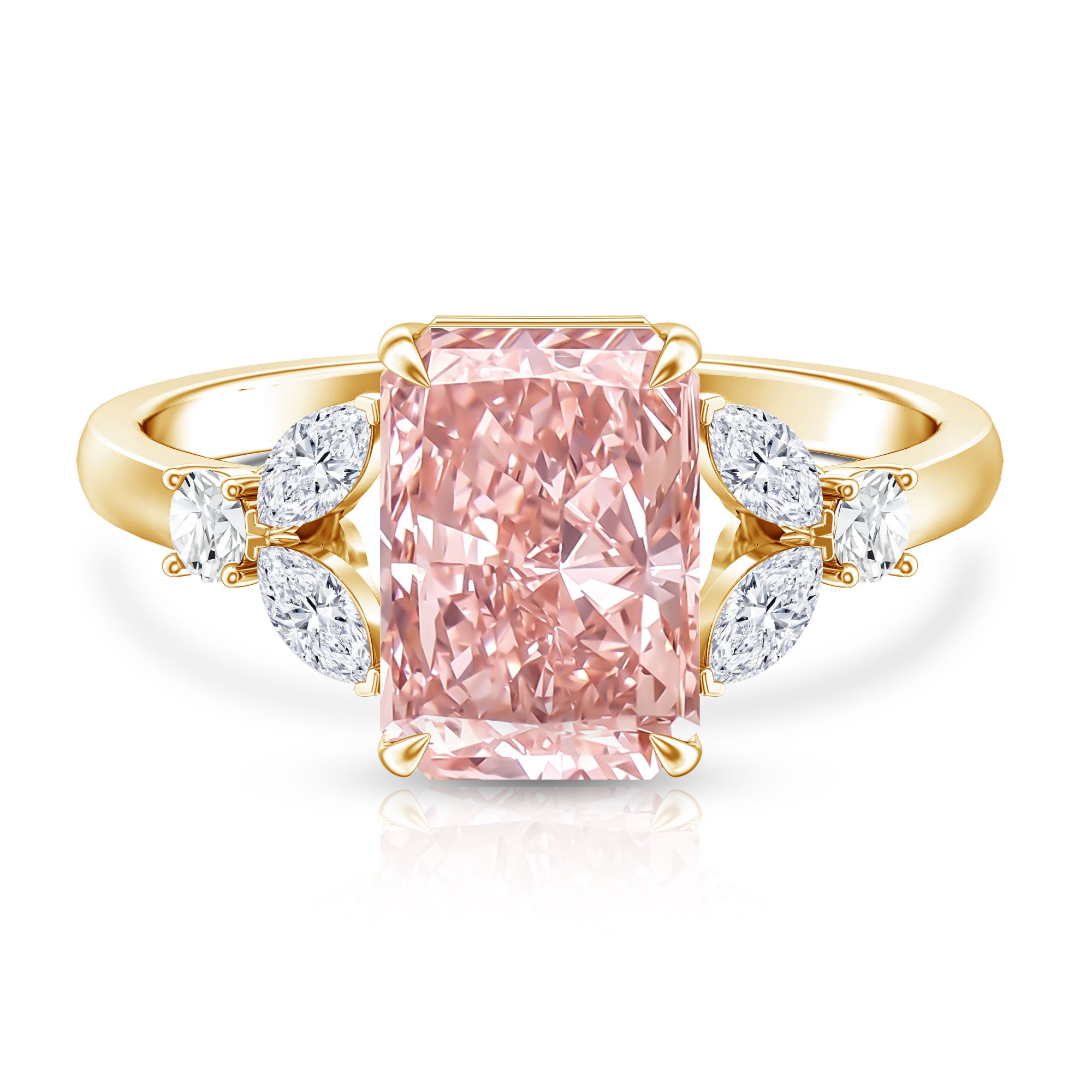Rosec Jewels-3 Carat Radiant Cut Lab Pink Diamond Engagement Ring IGI Certified