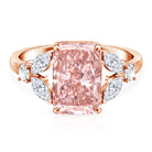 Rosec Jewels-Lab Grown 4 Carat Radiant Cut Pink Diamond Statement Engagement Ring IGI Certified