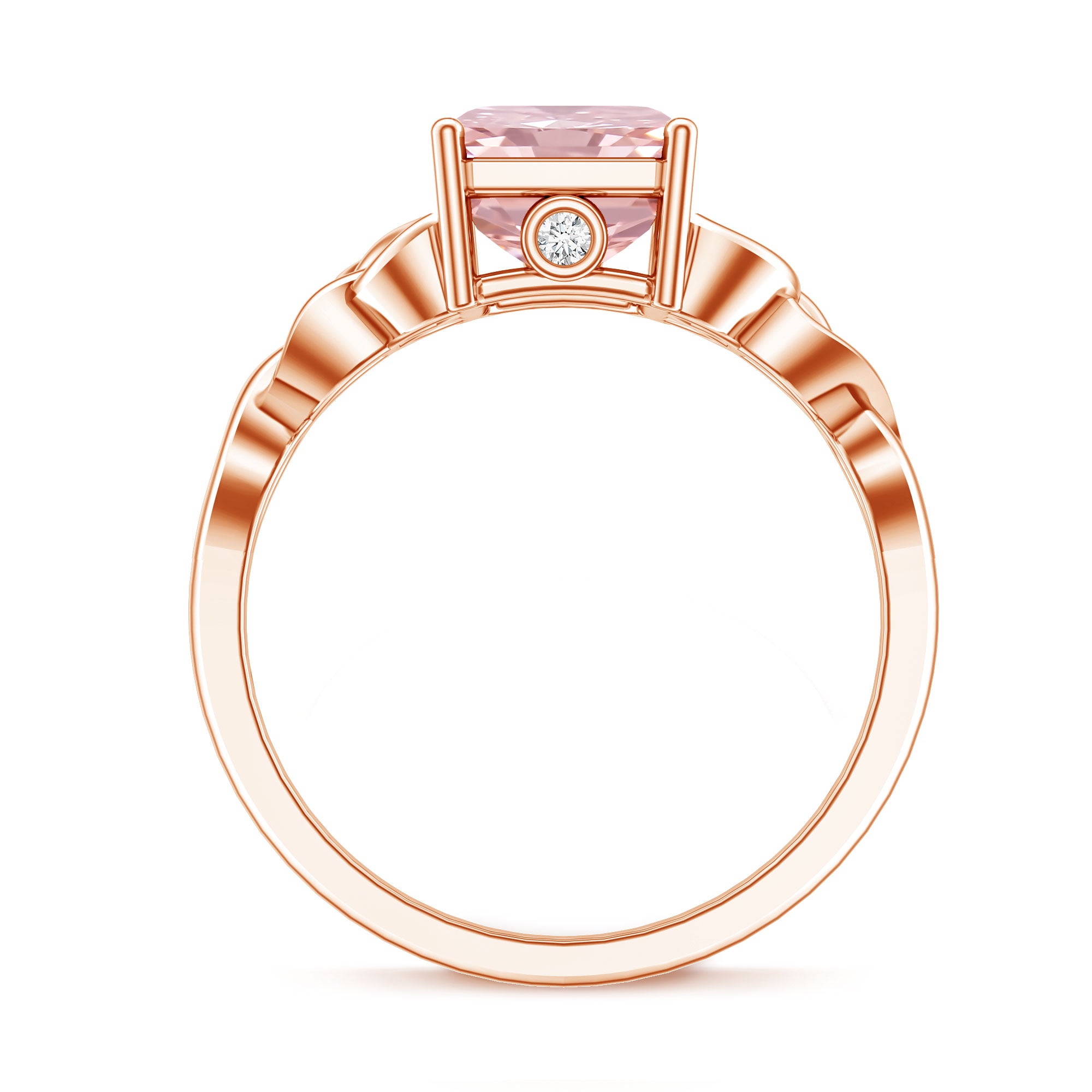 Rosec Jewels-3 Carat Radiant Cut Lab Pink Diamond Celtic Engagement Ring with IGI Certificate