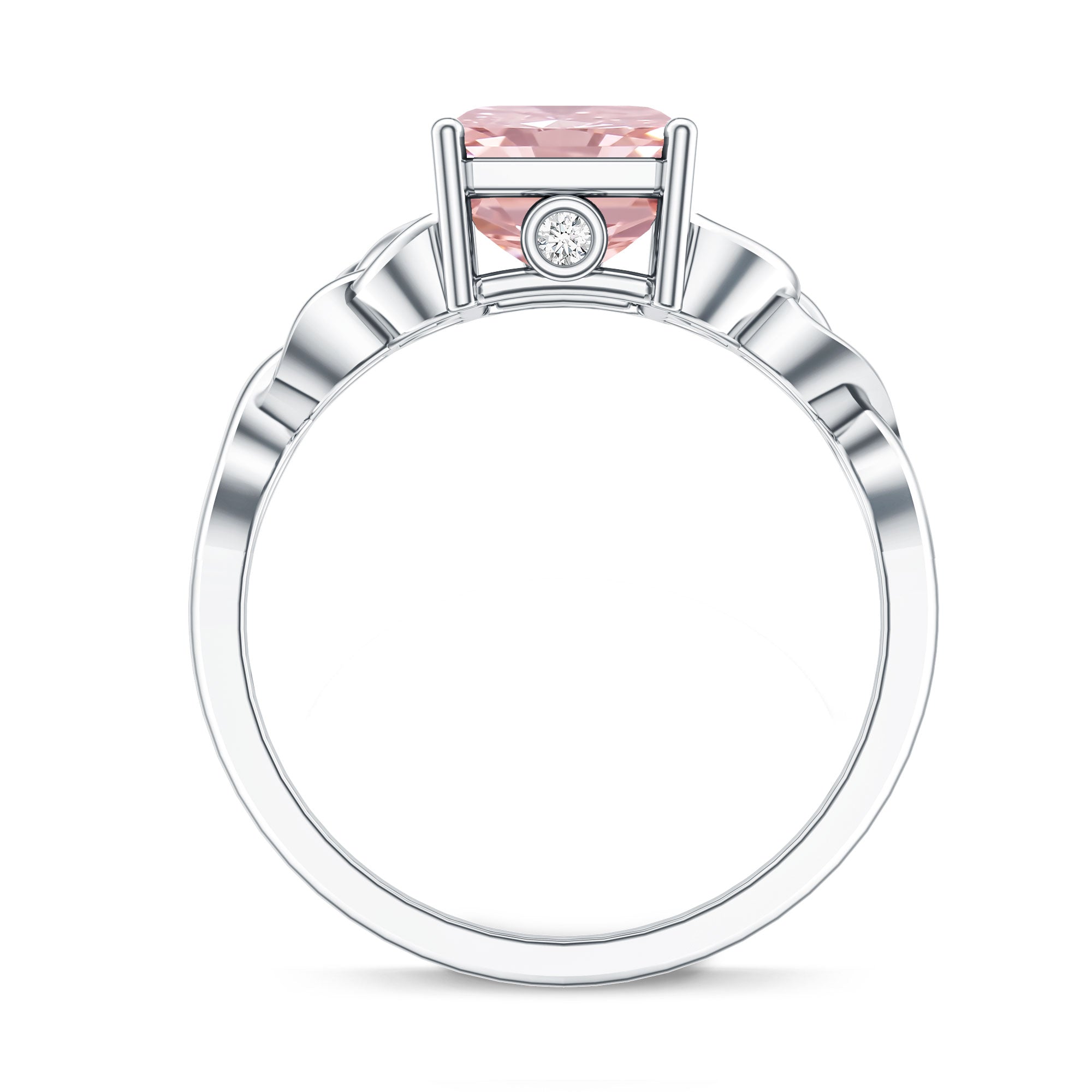 Rosec Jewels-3 Carat Radiant Cut Lab Pink Diamond Celtic Engagement Ring with IGI Certificate