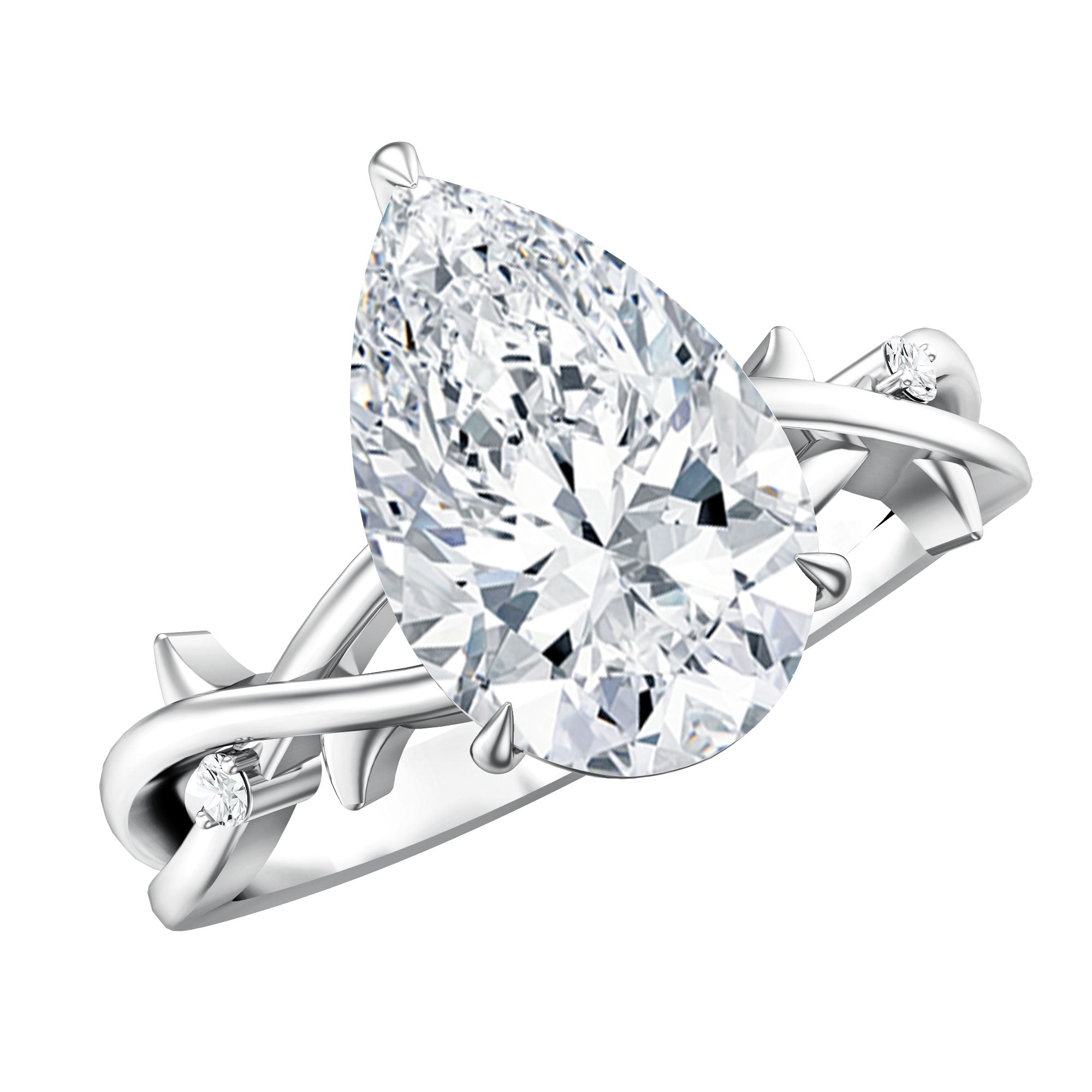 Solitaire 3 Carat Lab Diamond Pear Engagement Ring with IGI Certificate Lab - ( E-VS1 ) - Rosec Jewels