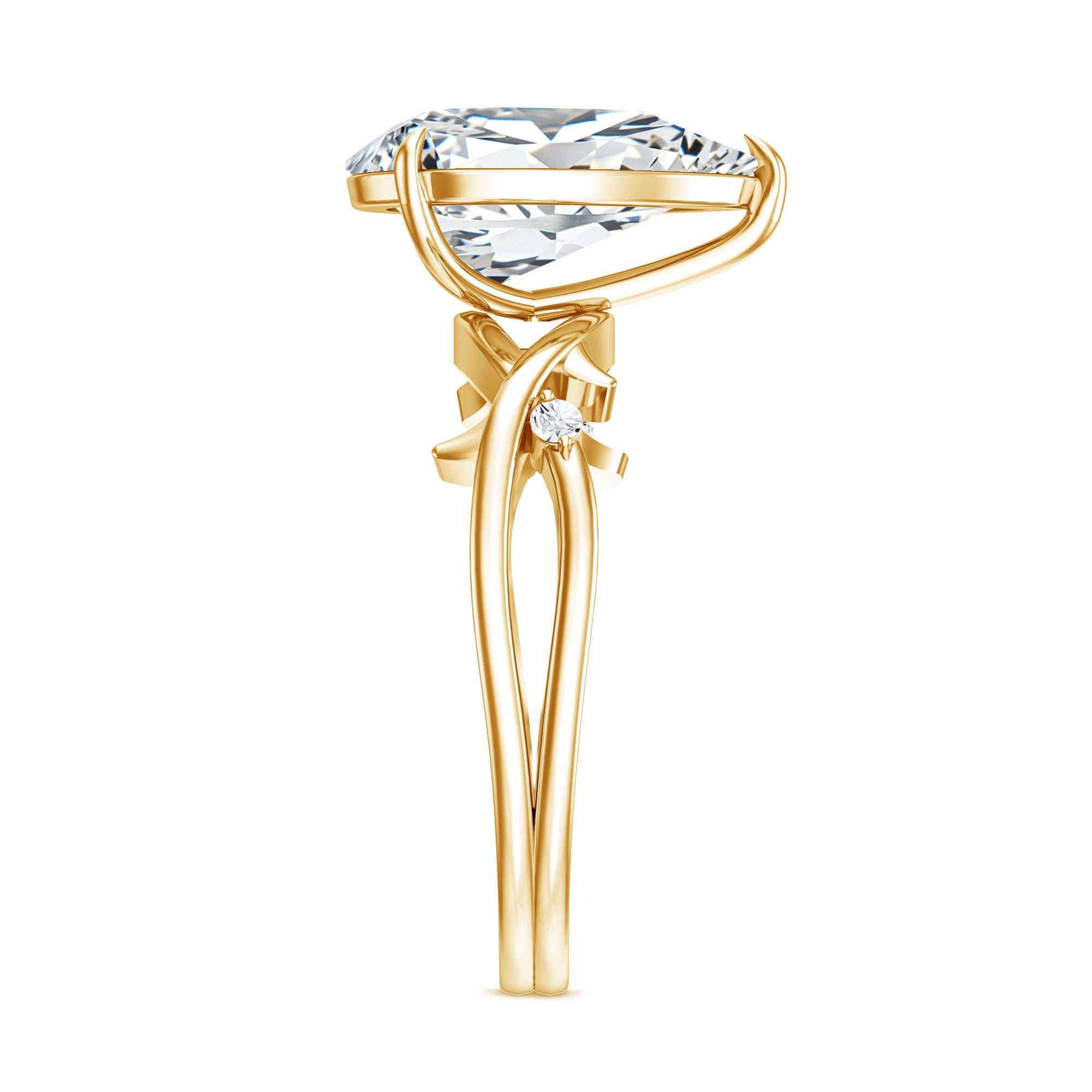 Solitaire 3 Carat Lab Diamond Pear Engagement Ring with IGI Certificate Lab - ( E-VS1 ) - Rosec Jewels