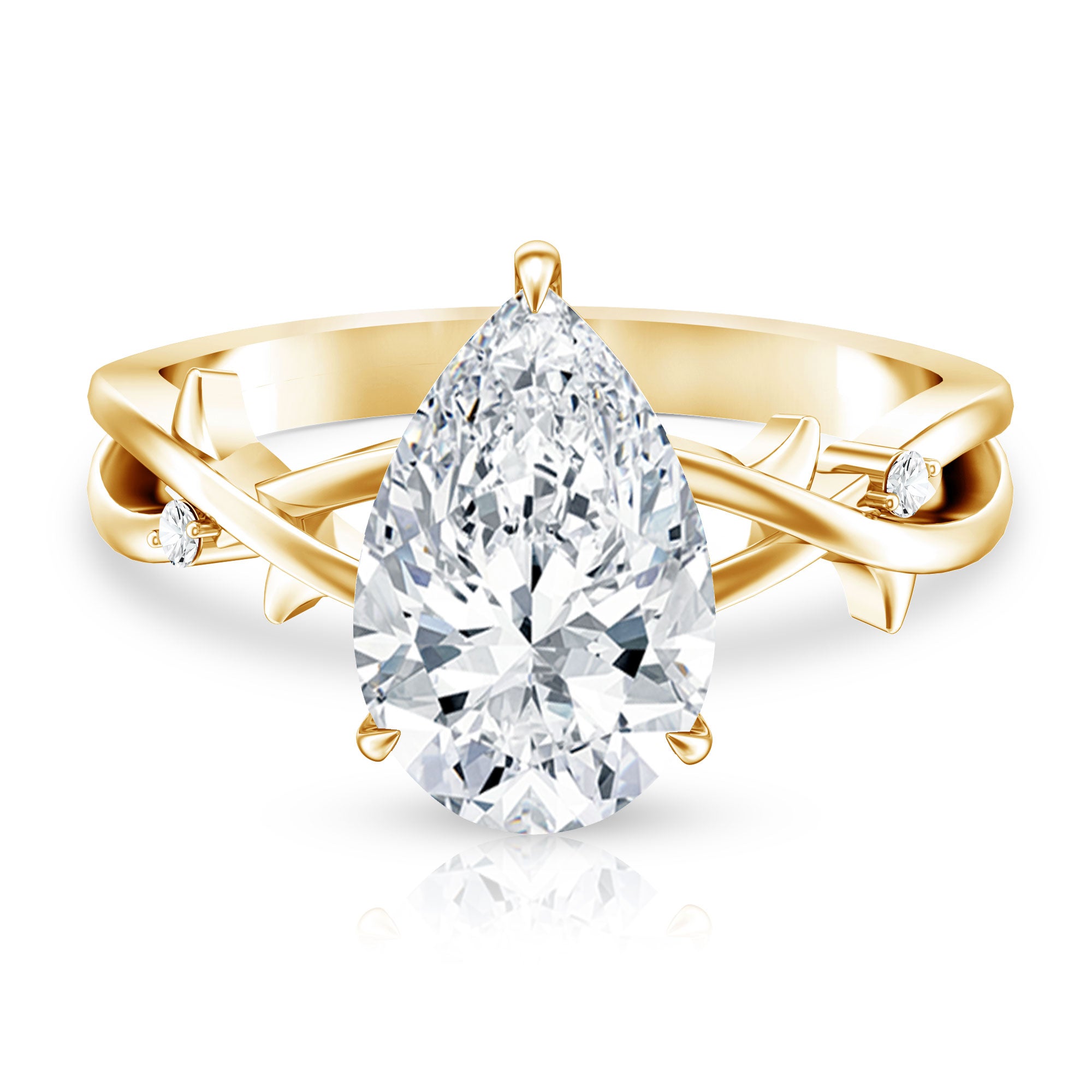 Solitaire 3 Carat Lab Diamond Pear Engagement Ring with IGI Certificate Lab - ( E-VS1 ) - Rosec Jewels