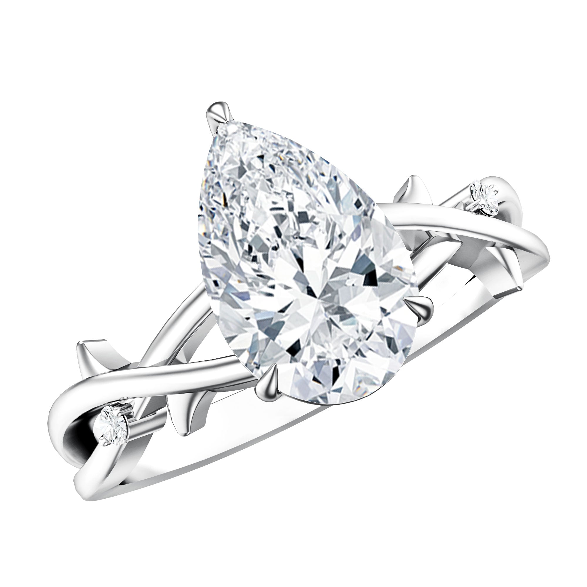 2 Carat Lab Grown Pear Cut Diamond Nature Engagement Ring with IGI Certificate Lab - ( E-VS1 ) - Rosec Jewels
