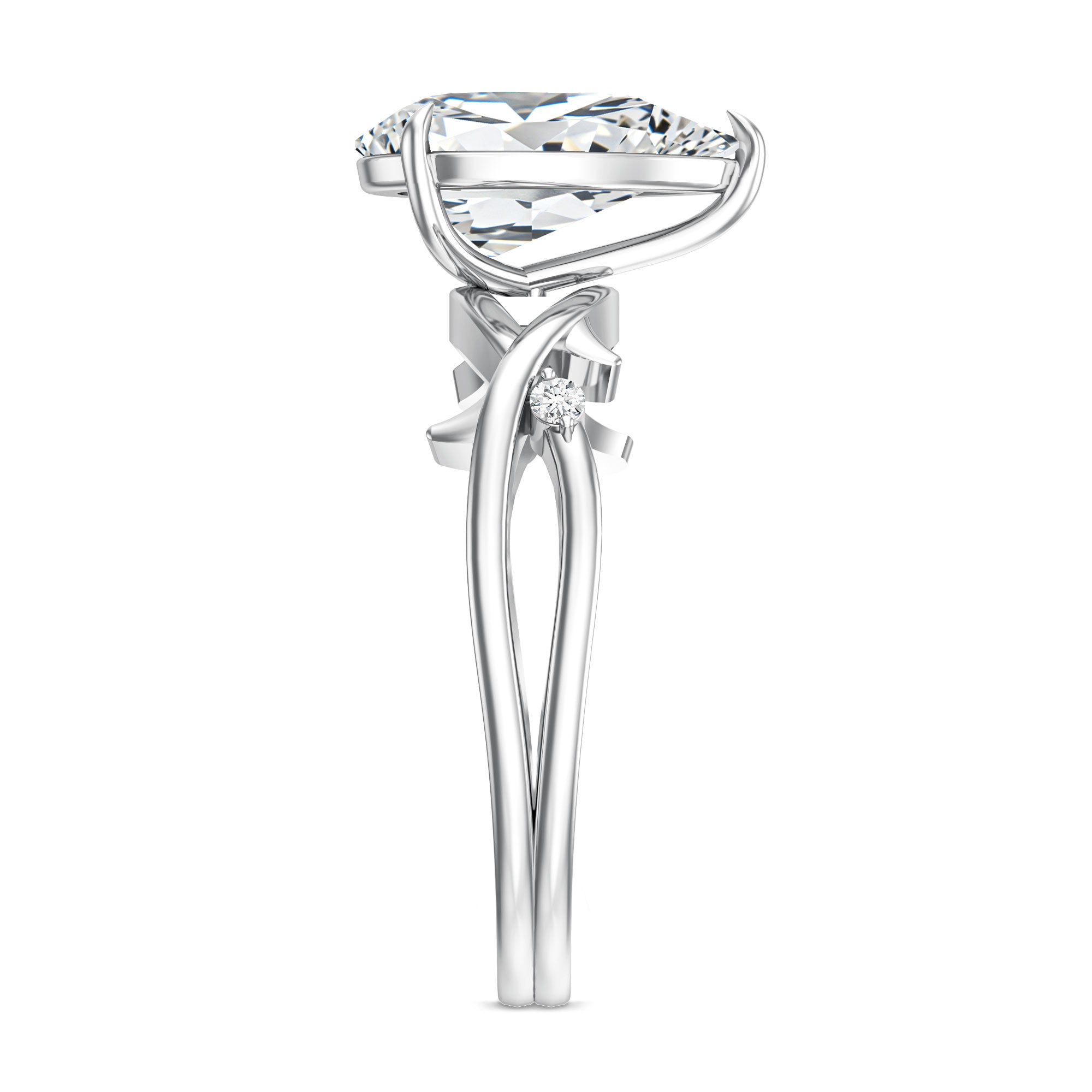 2 Carat Lab Grown Pear Cut Diamond Nature Engagement Ring with IGI Certificate Lab - ( E-VS1 ) - Rosec Jewels