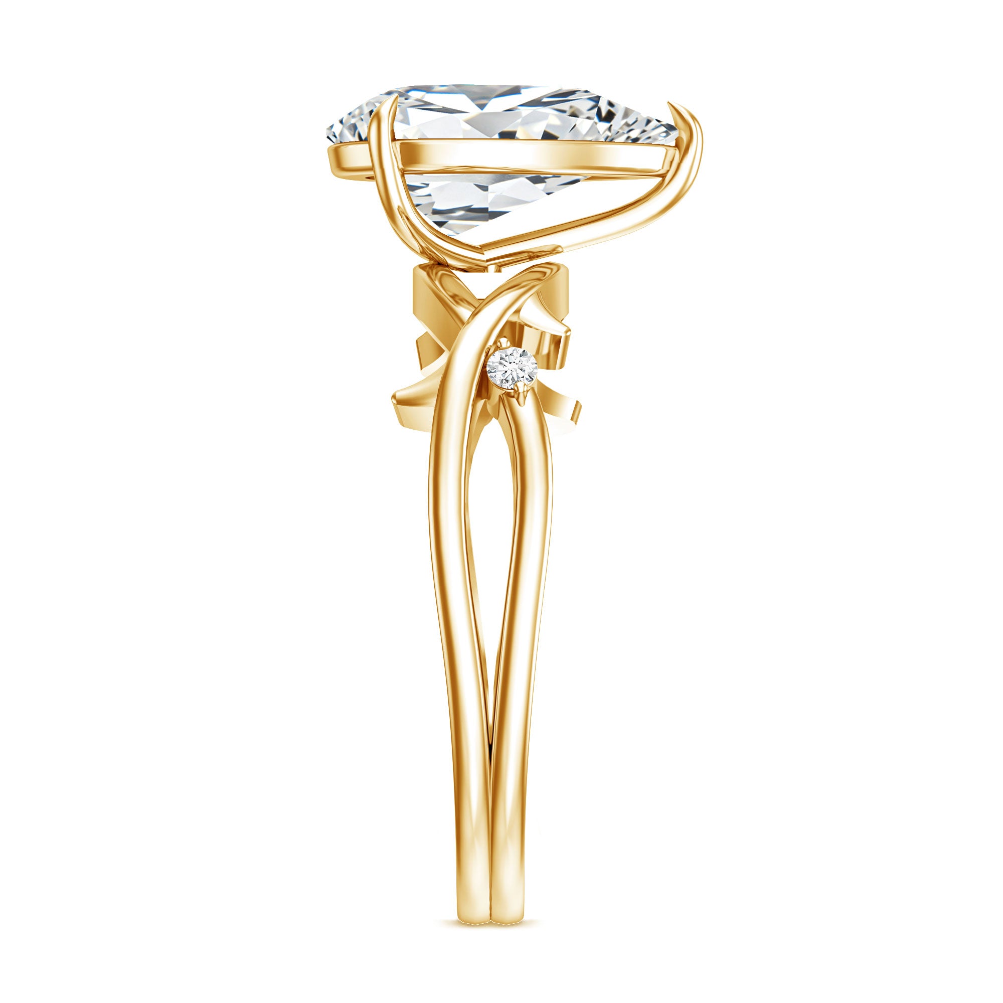 2 Carat Lab Grown Pear Cut Diamond Nature Engagement Ring with IGI Certificate Lab - ( E-VS1 ) - Rosec Jewels