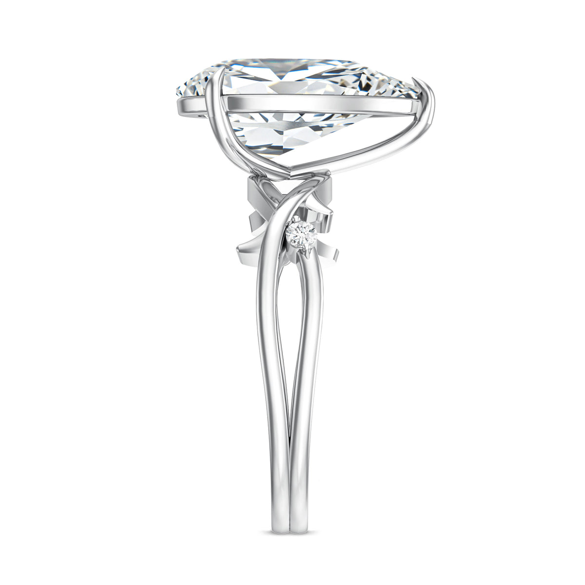 Rosec Jewels-Pear Shaped 4 Carat Lab Grown Diamond Designer Engagement Ring with IGI Certificate