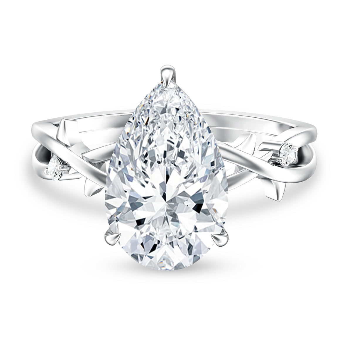 Rosec Jewels-Pear Shaped 4 Carat Lab Grown Diamond Designer Engagement Ring with IGI Certificate