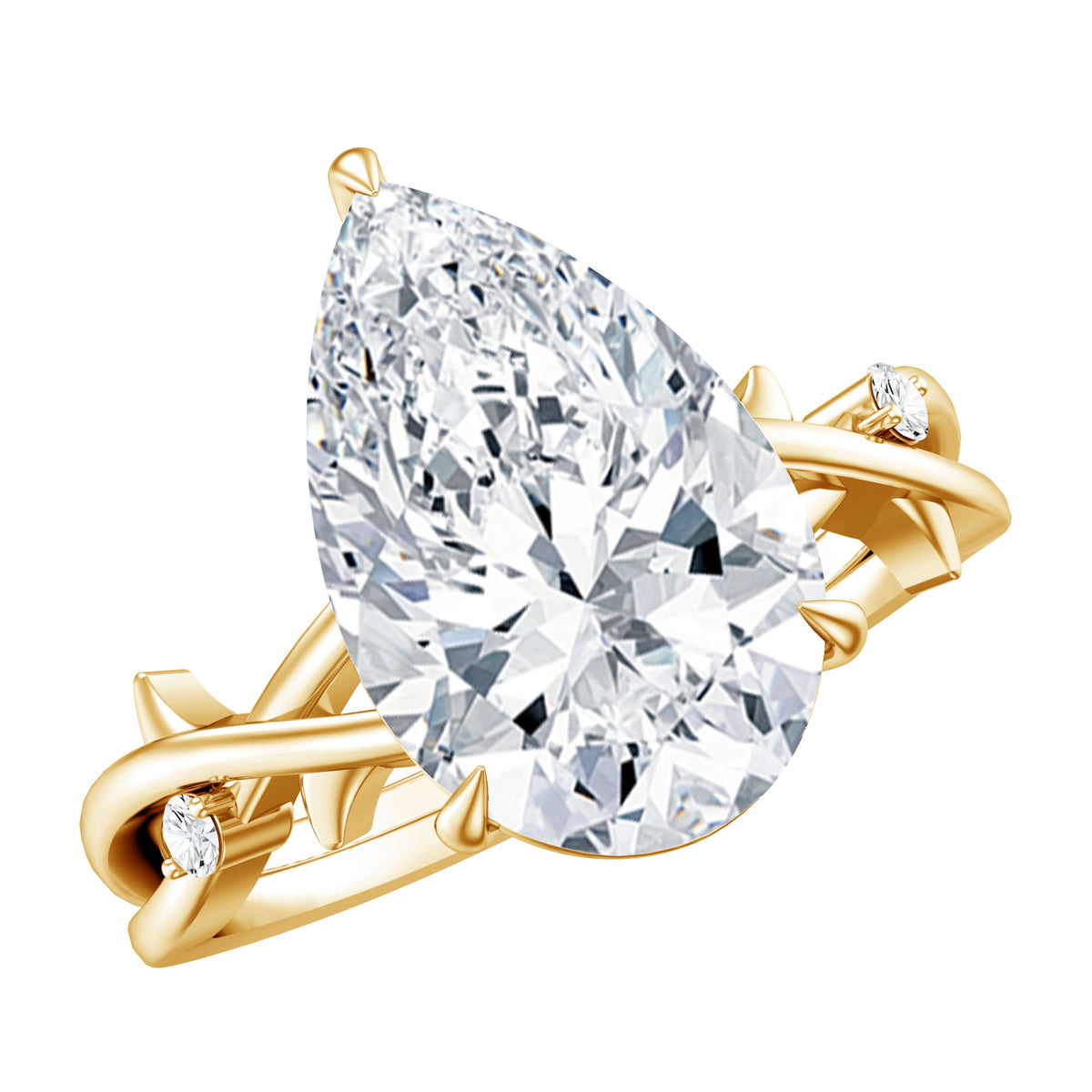 Rosec Jewels-Pear Shaped 4 Carat Lab Grown Diamond Designer Engagement Ring with IGI Certificate