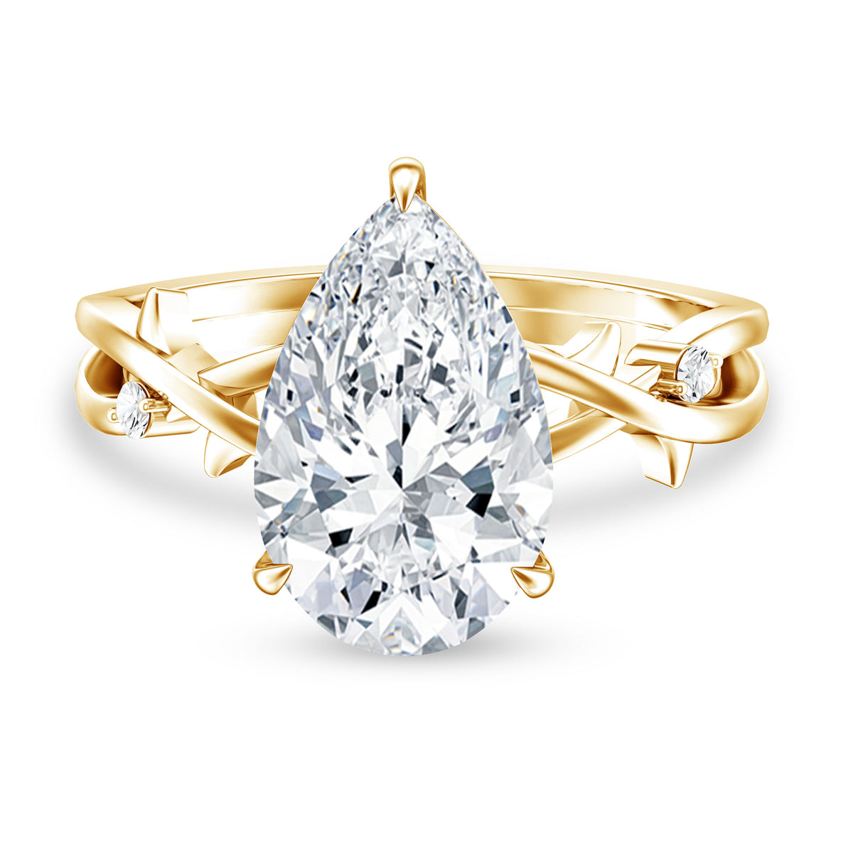 Rosec Jewels-Pear Shaped 4 Carat Lab Grown Diamond Designer Engagement Ring with IGI Certificate