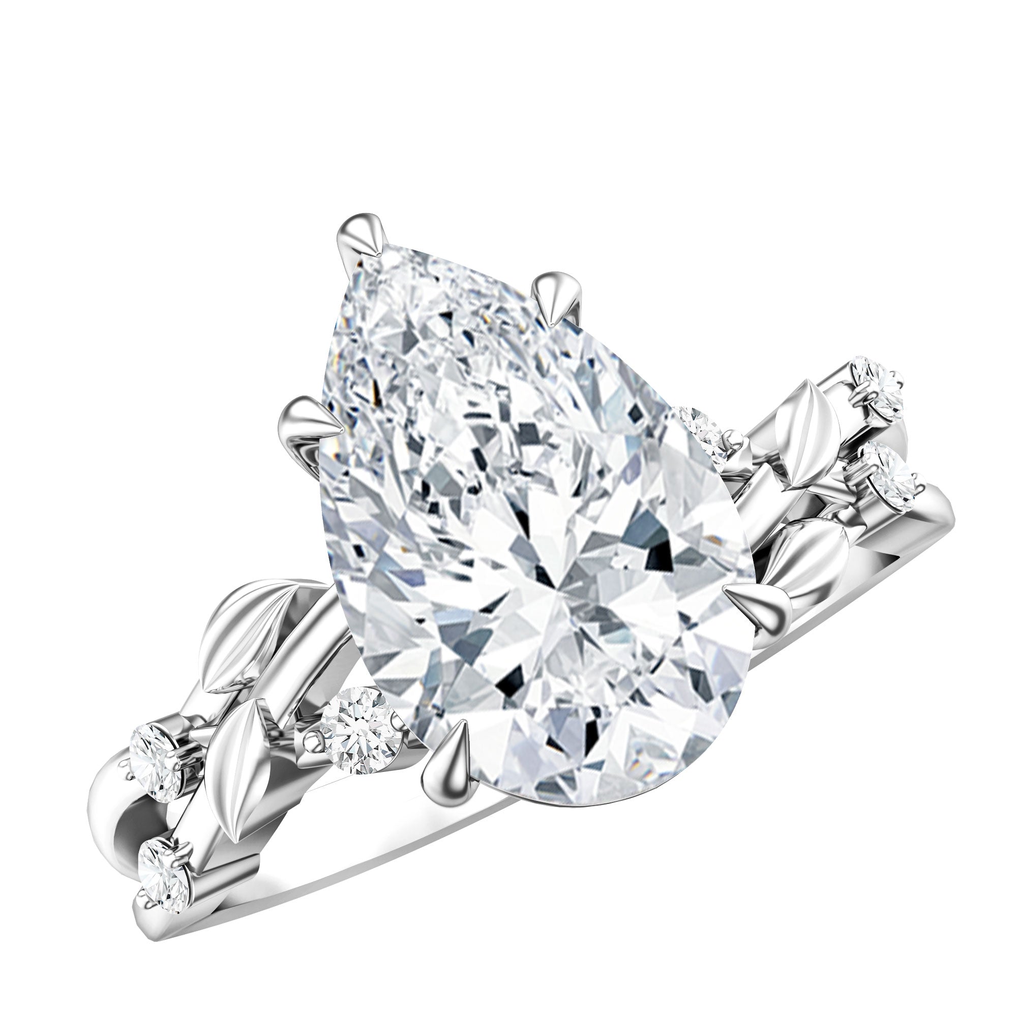 Nature Inspired 3 Carat Lab Grown Diamond Vine Engagement Ring with IGI Certificate Lab - ( E-VS1 ) - Rosec Jewels