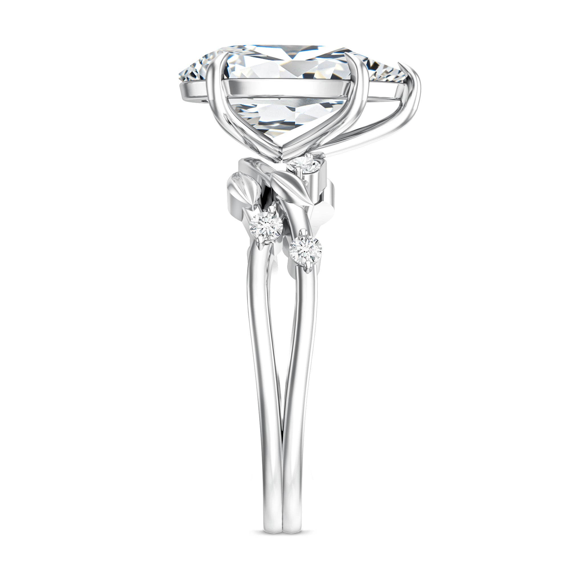 Nature Inspired 3 Carat Lab Grown Diamond Vine Engagement Ring with IGI Certificate Lab - ( E-VS1 ) - Rosec Jewels