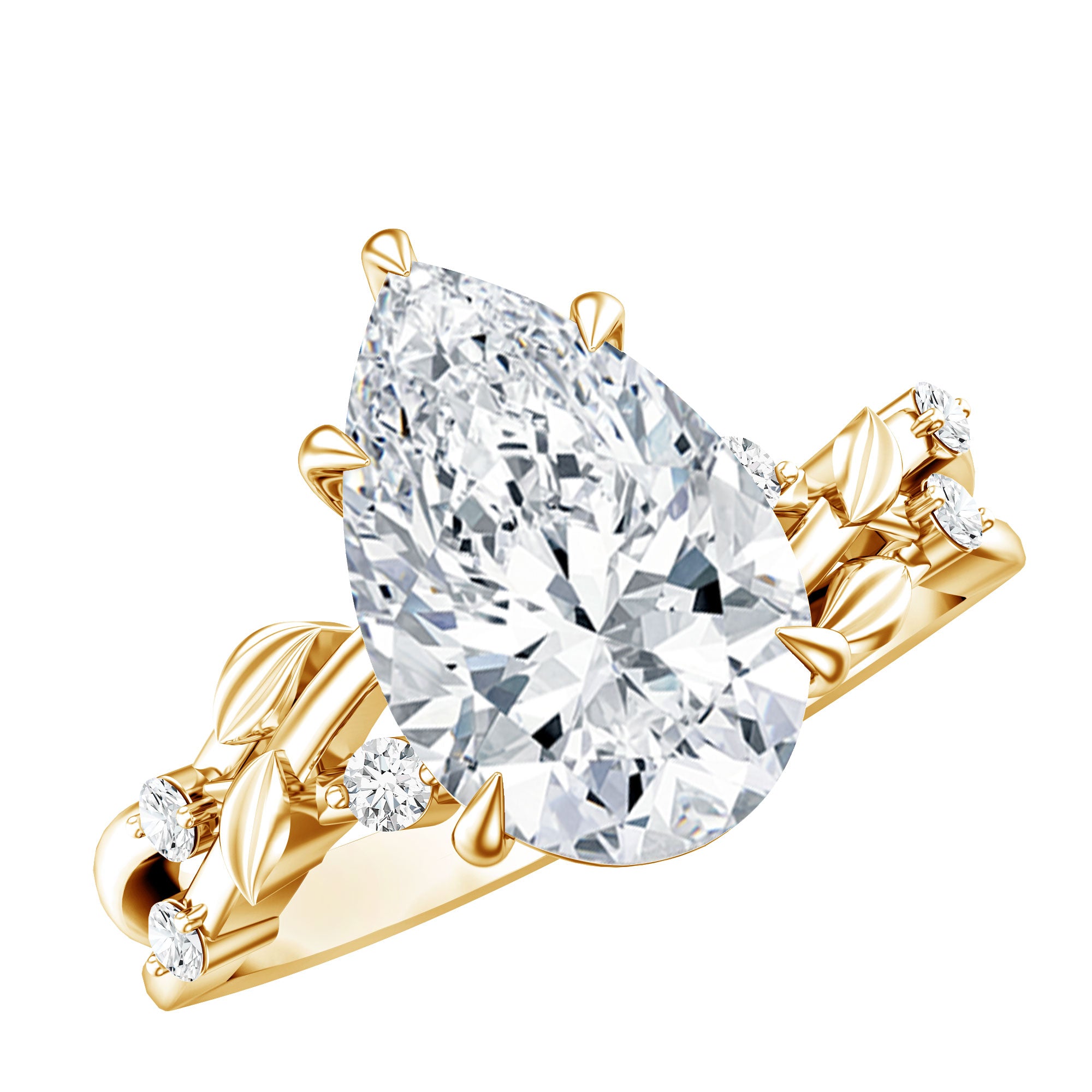 Nature Inspired 3 Carat Lab Grown Diamond Vine Engagement Ring with IGI Certificate Lab - ( E-VS1 ) - Rosec Jewels