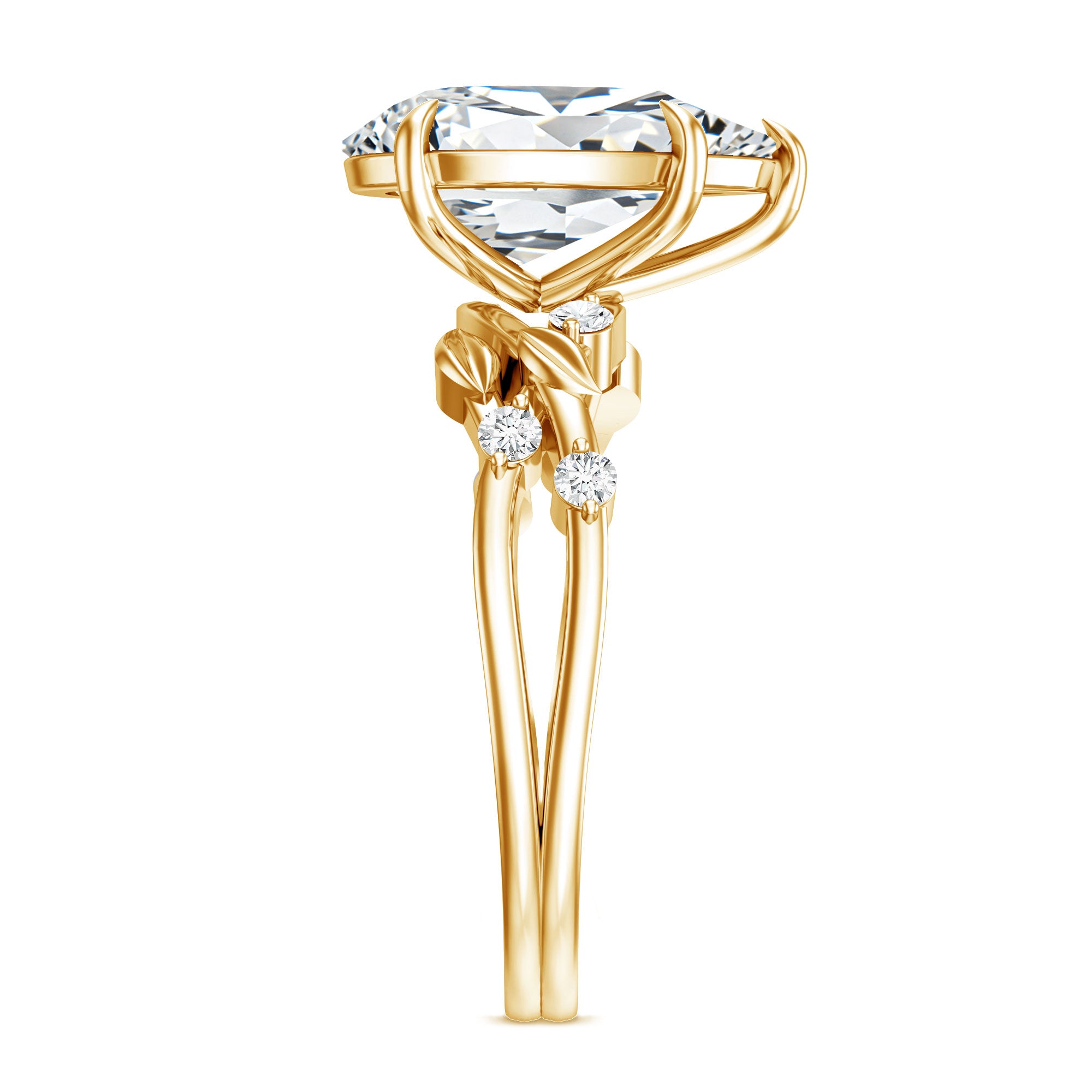 Nature Inspired 3 Carat Lab Grown Diamond Vine Engagement Ring with IGI Certificate Lab - ( E-VS1 ) - Rosec Jewels
