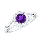 Rosec Jewels-1 CT Amethyst and Diamond Halo Split Shank Ring