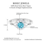 1 CT Swiss Blue Topaz and Diamond Halo Split Shank Ring Swiss Blue Topaz - ( AAA ) - Quality - Rosec Jewels