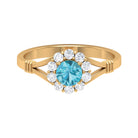 1 CT Swiss Blue Topaz and Diamond Halo Split Shank Ring Swiss Blue Topaz - ( AAA ) - Quality - Rosec Jewels