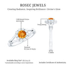 Rosec Jewels-Genuine Citrine Diamond Flower Engagement Ring with Split Shank