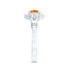 Rosec Jewels-Genuine Citrine Diamond Flower Engagement Ring with Split Shank