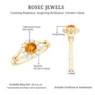 Rosec Jewels-Genuine Citrine Diamond Flower Engagement Ring with Split Shank