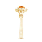 Rosec Jewels-Genuine Citrine Diamond Flower Engagement Ring with Split Shank