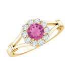 Rosec Jewels-Real Pink Tourmaline and Diamond Engagement Ring in Split Shank