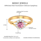 1 CT Pink Tourmaline and Diamond Halo Split Shank Ring Pink Tourmaline - ( AAA ) - Quality - Rosec Jewels