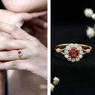Rosec Jewels-Real Pink Tourmaline and Diamond Engagement Ring in Split Shank