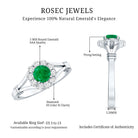 Emerald Nature Inspired Engagement Ring with Diamond Halo AAA - Rosec Jewels