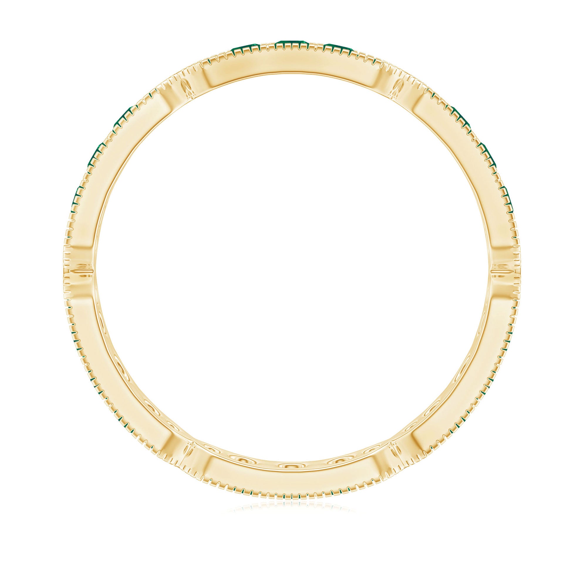 Natural Emerald Eternity Wedding Band with Milgrain Detail AAA - Rosec Jewels