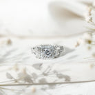 Certified Moissanite Art Deco Engagement Ring for Women D-VS1 - Rosec Jewels