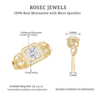Milgrain Moissanite Art Deco Engagement Ring Moissanite - ( D-VS1 ) - Color and Clarity - Rosec Jewels