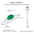 AAA Quality Oval Cut Emerald East West Promise Ring with Diamond Trio AAA - Rosec Jewels