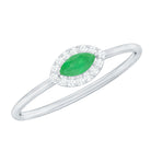 Rosec Jewels-Marquise Emerald East West Promise Ring with Diamond Halo