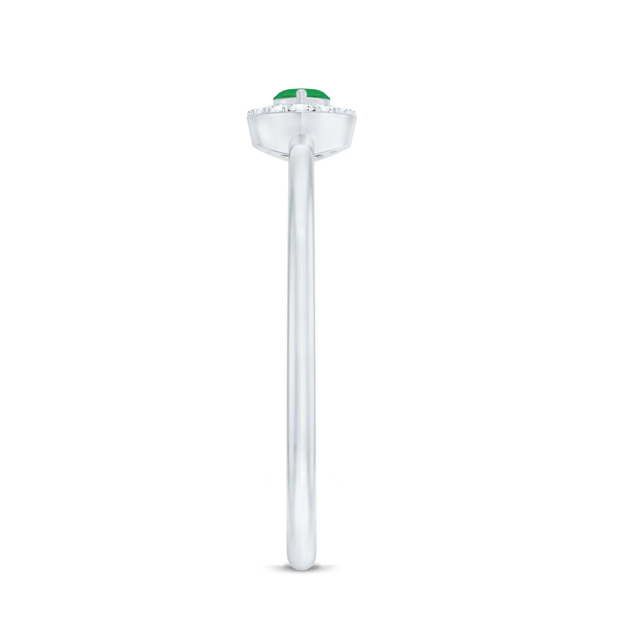Rosec Jewels-Marquise Emerald East West Promise Ring with Diamond Halo