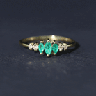Marquise Emerald and Diamond 3 Stone Anniversary Ring for Women AAA - Rosec Jewels