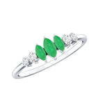 Marquise Emerald and Diamond 3 Stone Anniversary Ring for Women AAA - Rosec Jewels