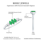 Marquise Emerald and Diamond 3 Stone Anniversary Ring for Women AAA - Rosec Jewels