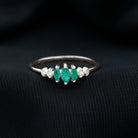 Marquise Emerald and Diamond 3 Stone Anniversary Ring for Women AAA - Rosec Jewels