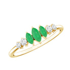 Marquise Emerald and Diamond 3 Stone Anniversary Ring for Women AAA - Rosec Jewels