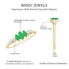 Marquise Emerald and Diamond 3 Stone Anniversary Ring for Women AAA - Rosec Jewels